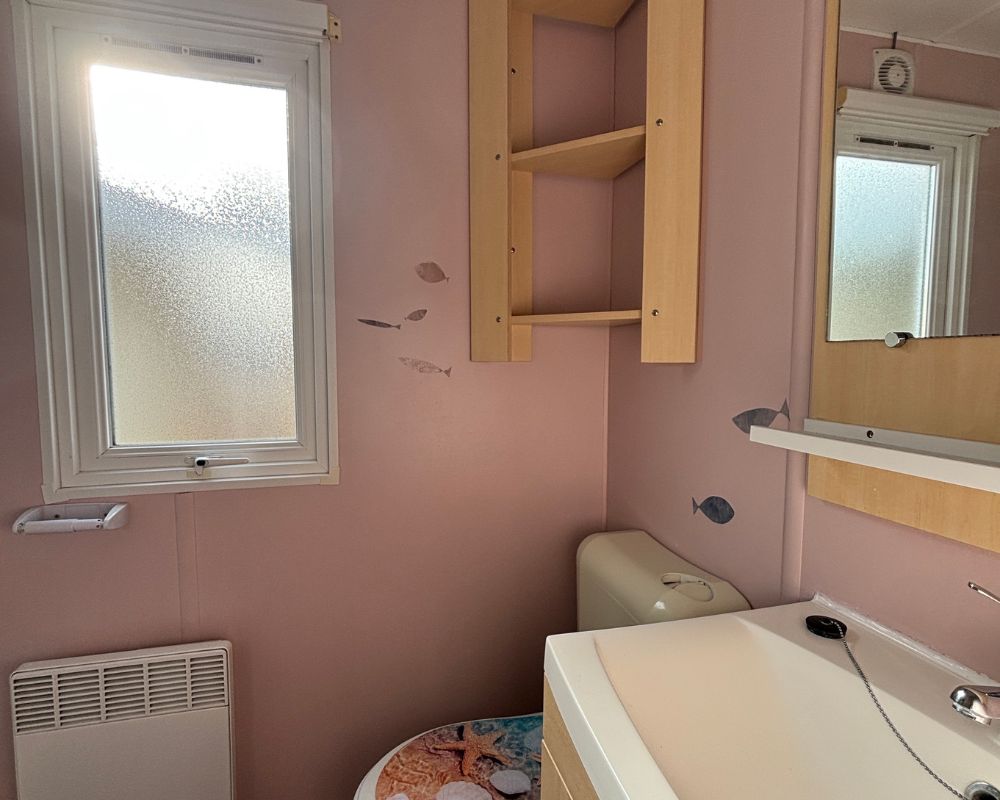 Mobil-home occasion Apollon Confort 3 chambres à vendre à Quend, salle d'eau