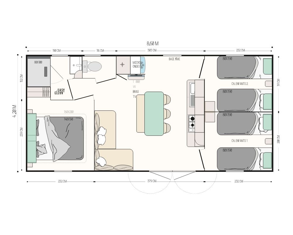 Mobil-home neuf IRM Agora 2026 à vendre sur la baie de somme, plan