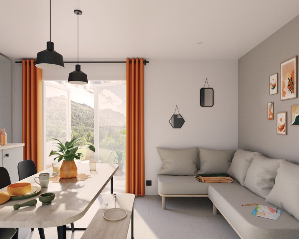 Mobil-home neuf IRM Agora 2026 à vendre sur la baie de somme, séjour