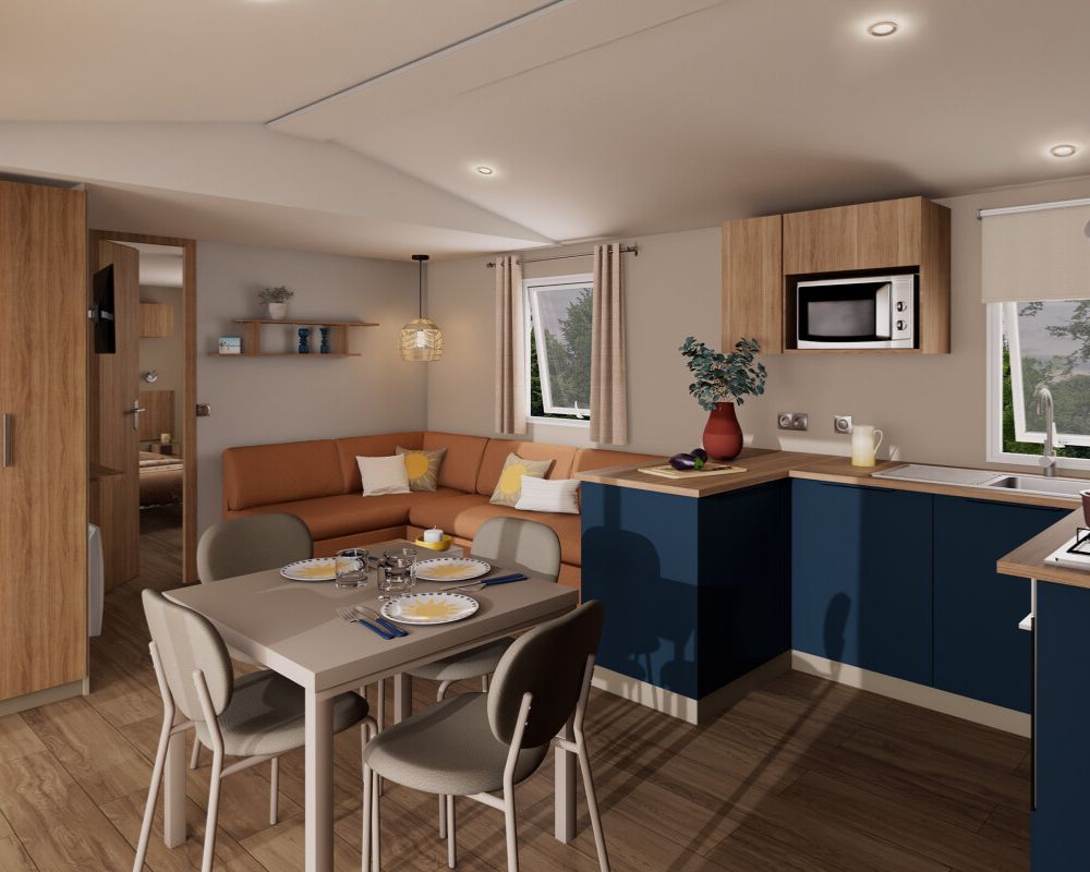 Mobil-home neuf IRM Jasmin 2026 à vendre du côté de Berck sur mer, le salon