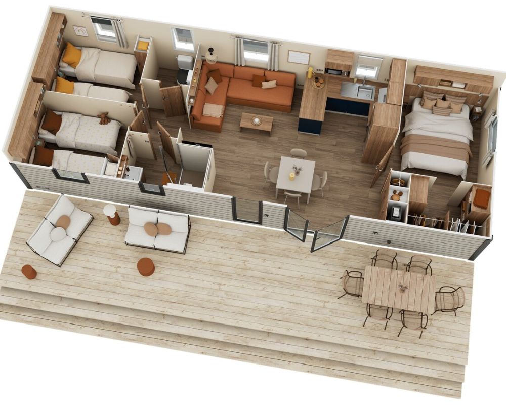 Mobil-home neuf IRM Lilas 2026 à vendre du côté de Fort-mahon, le plan