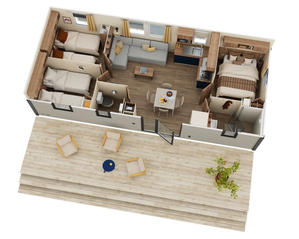 Mobil-home neuf IRM Magnolia 2026 à vendre du côté de Quend, le plan