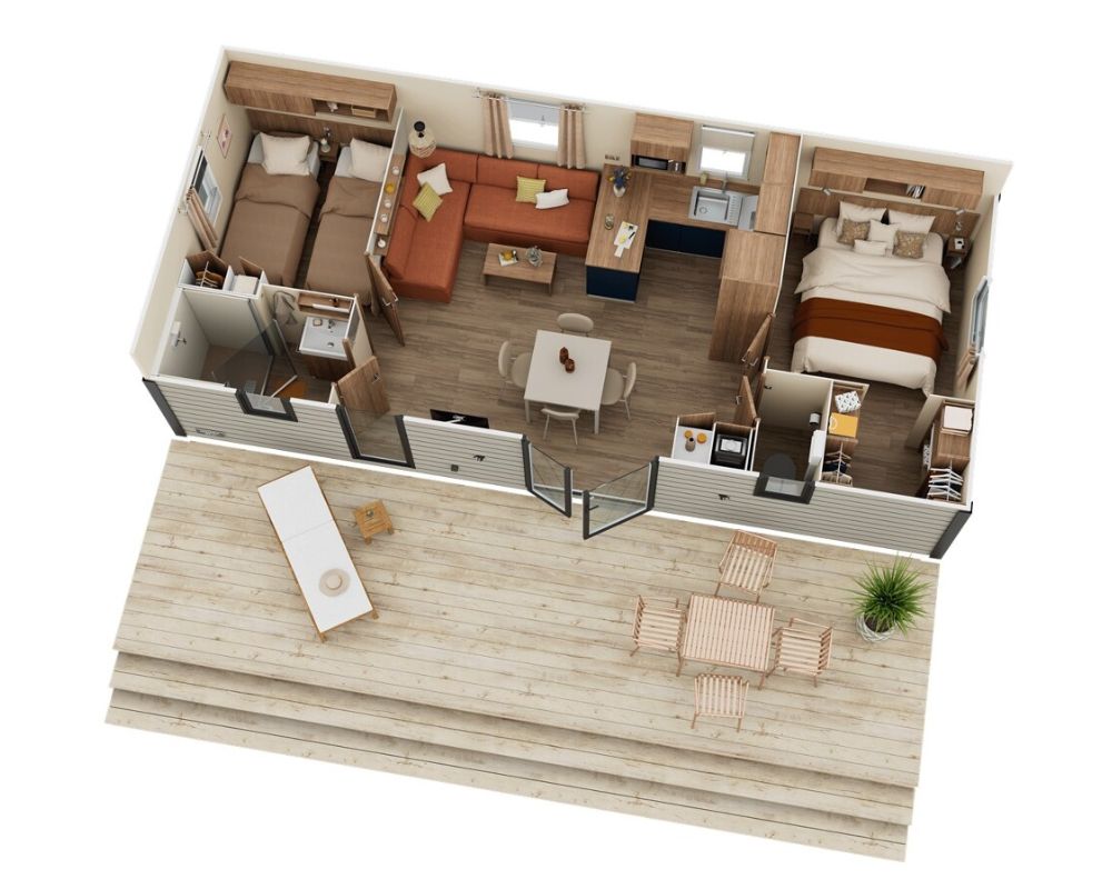 Mobil-home neuf IRM Mimosa du côté de Berck sur mer, plan