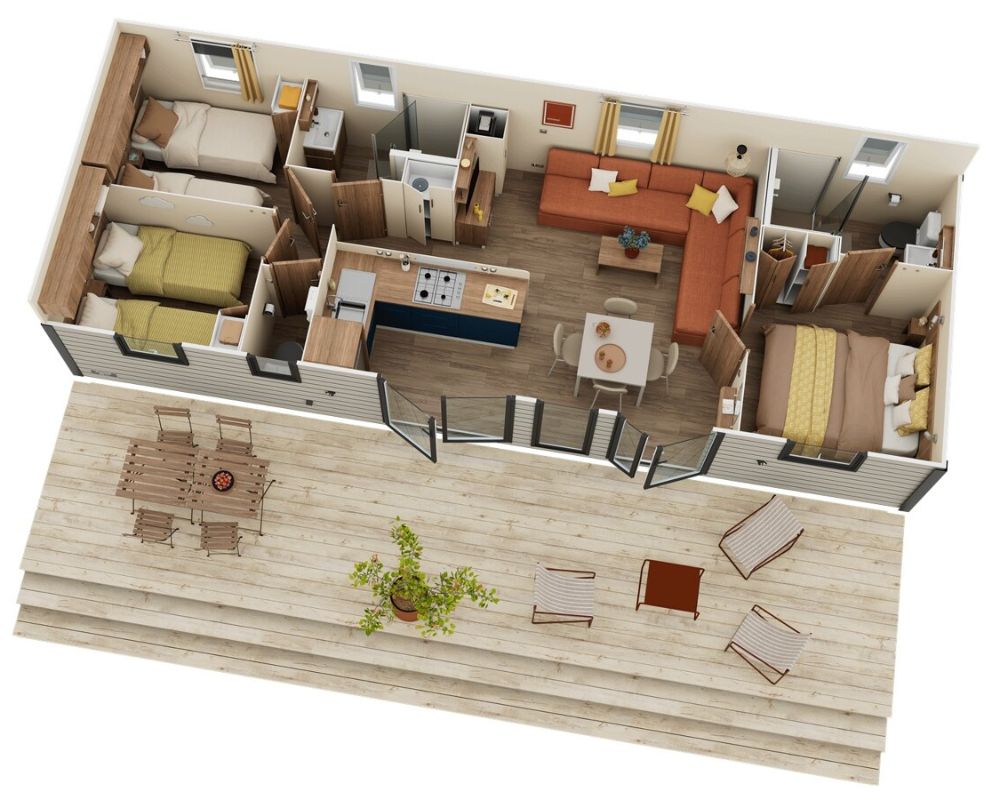 Mobil-home neuf IRM pivoine 2026 de chez IRM à vendre du côté de Fort-mahon, le plan