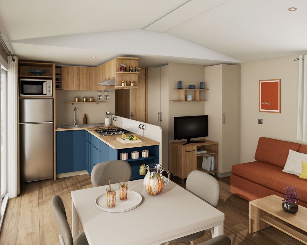 Mobil-home neuf IRM pivoine 2026 de chez IRM à vendre du côté de Fort-mahon, le séjour