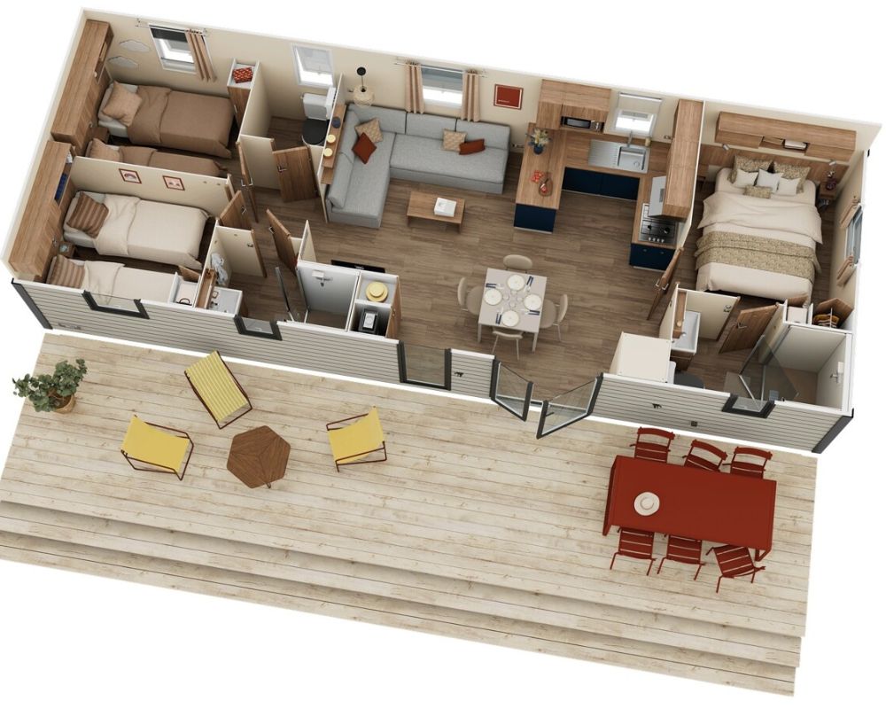 Mobil-home neuf IRM violette 2026 de chez IRM à vendre du côté de Berck sur mer, le plan