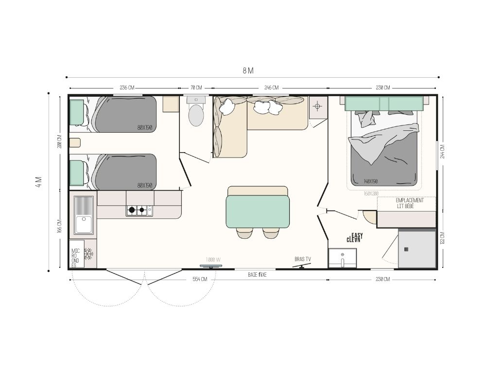 mobil-home neuf IRM Riviera Suite à vendre berck sur mer, plan