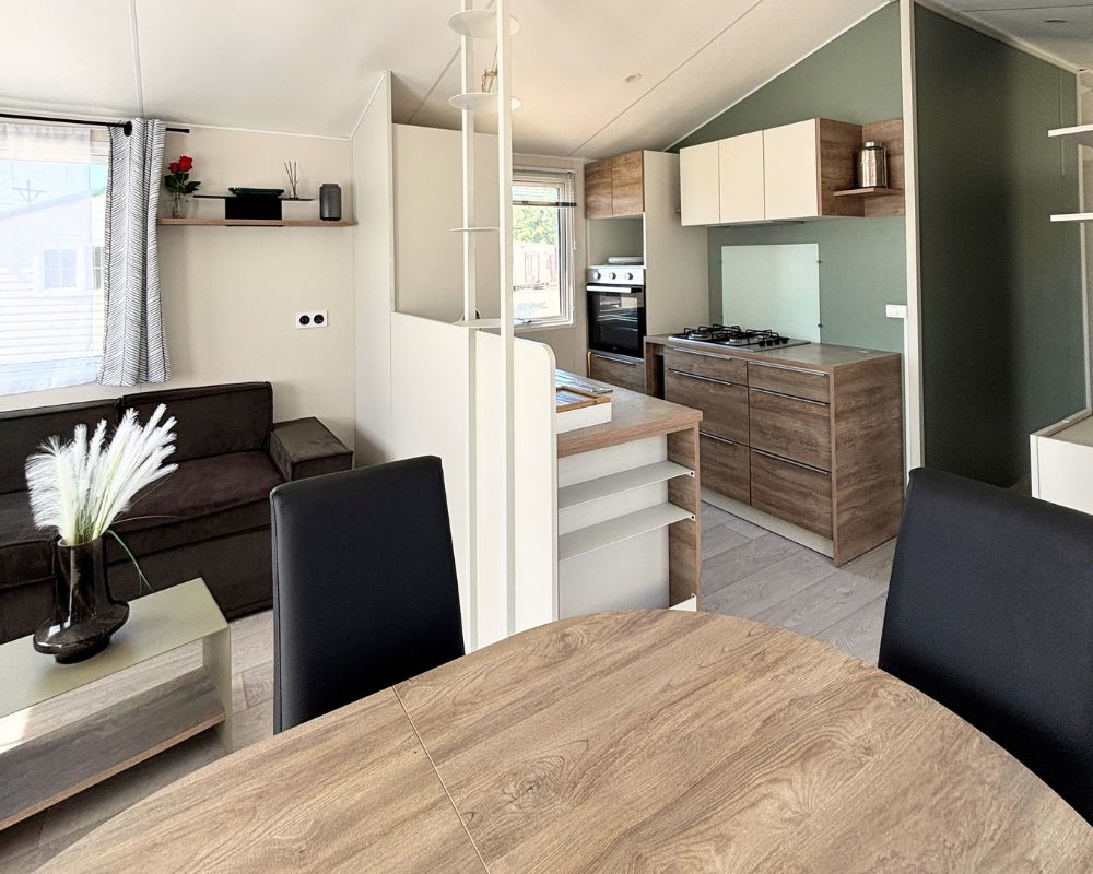 Mobil-home occasion Rideau Ankara 106.2 à vendre sur la côte d'opale, vue séjour