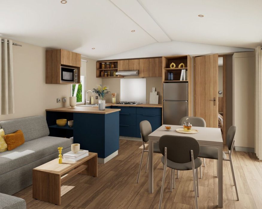 Mobil-home neuf IRM Capcuine 2026 à vendre du côté de Quend, le salon