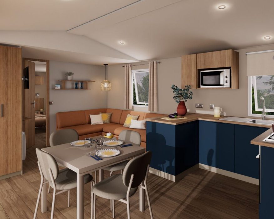 Mobil-home neuf IRM Jasmin 2026 à vendre du côté de Berck sur mer, le salon