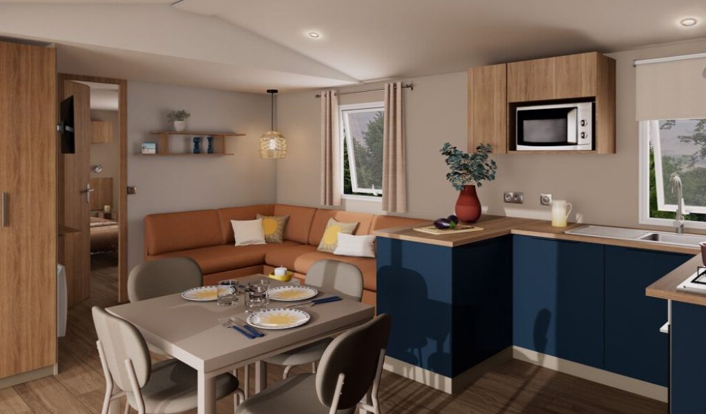 Mobil-home neuf IRM Jasmin 2026 à vendre du côté de Berck sur mer, le salon