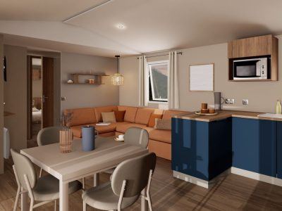 Mobil-home neuf IRM Lilas 2026 à vendre du côté de Fort-mahon, salon