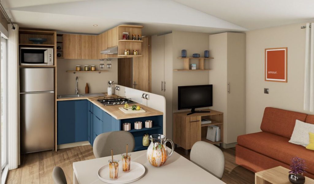 Mobil-home neuf IRM pivoine 2026 de chez IRM à vendre du côté de Fort-mahon, le séjour