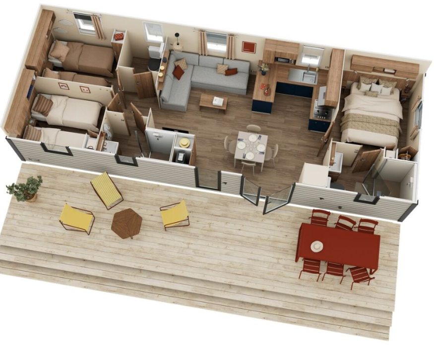 Mobil-home neuf IRM violette 2026 de chez IRM à vendre du côté de Berck sur mer, le plan