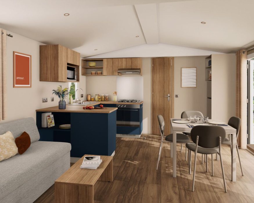 Mobil-home neuf IRM violette 2026 de chez IRM à vendre du côté de Berck sur mer, la salon