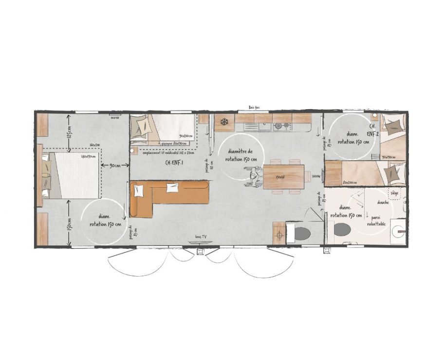 Mobil-home neuf O'Hara 1175 côte d'opale, plan