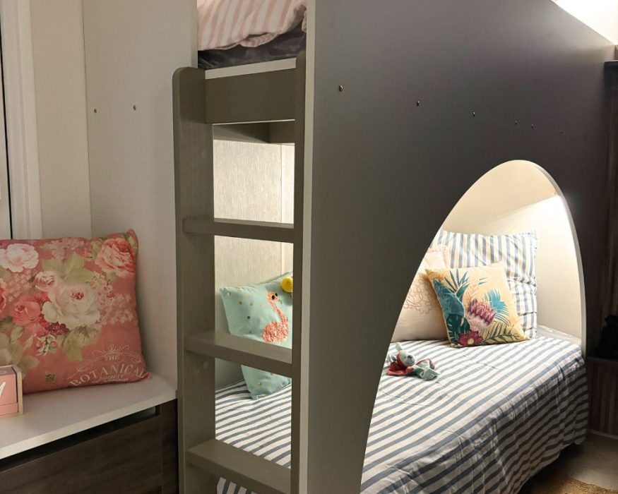Mobil-home neuf Rideau Otello 106.3S de 2026 à vendre sur Quend, séjour, chambre lits superposés