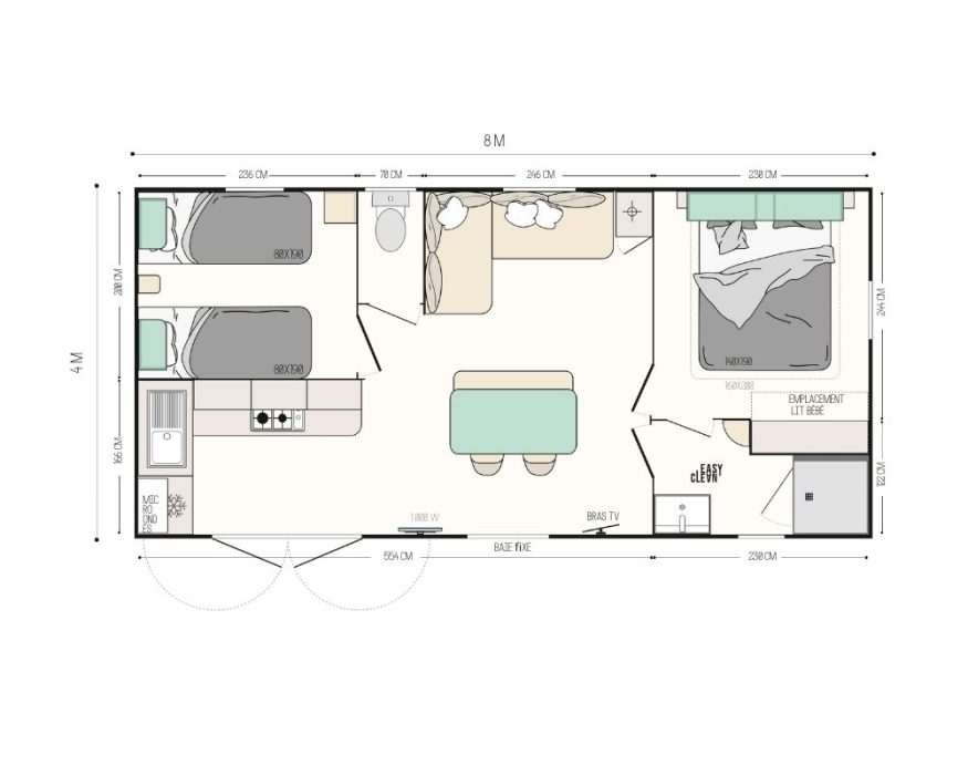 mobil-home neuf IRM Riviera Suite à vendre berck sur mer, plan
